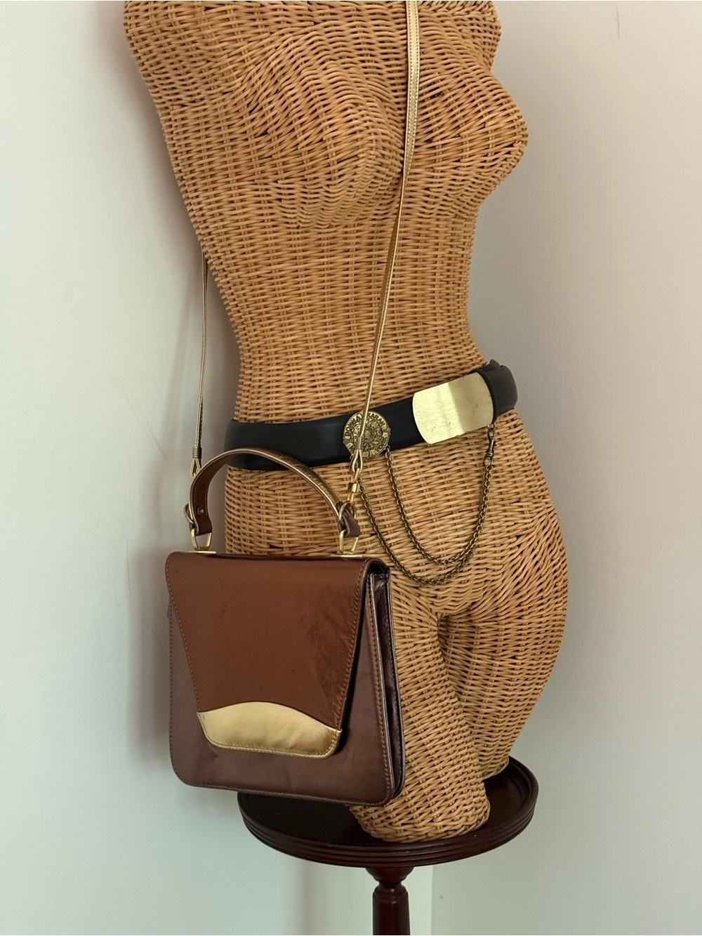 Metallic Bronze & Gold Top-Handle Bag
